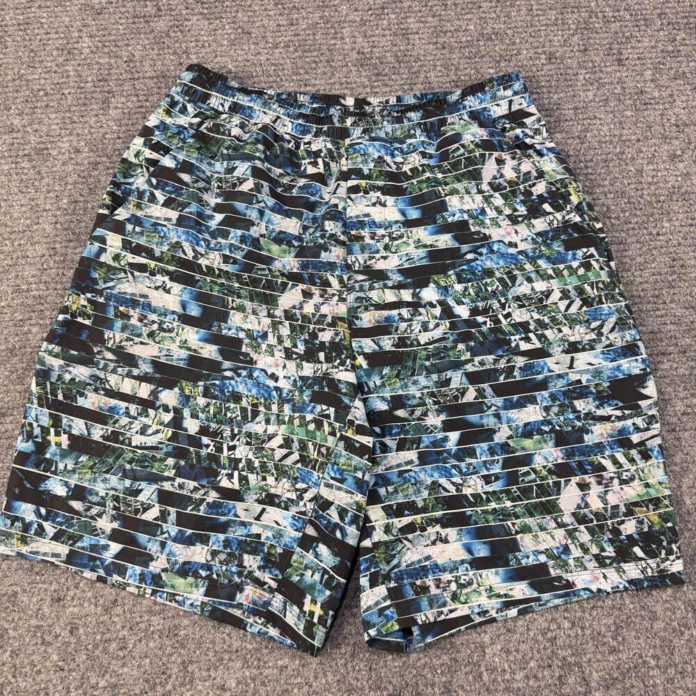 Lululemon Shorts Mens Medium Blue Green Abstract Lined Running Quick-Dry Pocket